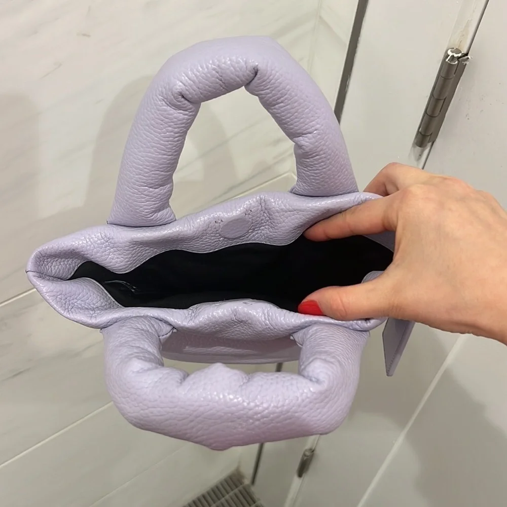 Kara | NWOT Lavender Pebble Leather Mini Puff Bag